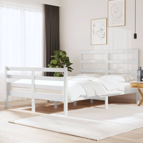 Bed Frame without Mattress White Solid Wood Pine 120x190 cm Small Double vidaXL
