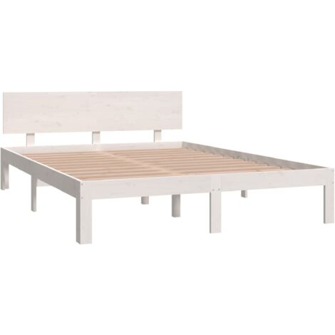 Bed Frame without Mattress White Solid Wood Pine 140x200cm vidaXL