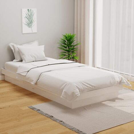 Bed Frame without Mattress White Solid Wood Single vidaXL