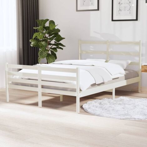 Bed Frame without Mattress White Solid Wood Small Double vidaXL
