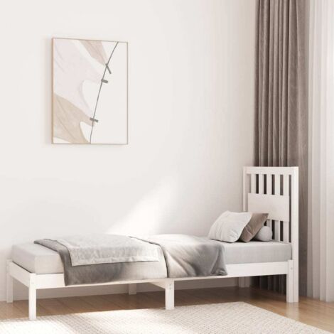 Bed Frame without Mattress White Solid Wood Small Single vidaXL