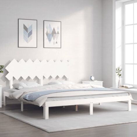 Bed Frame without Mattress White Super King Size Solid Wood Pine vidaXL
