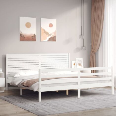 Bed Frame without Mattress White Super King Size Solid Wood vidaXL