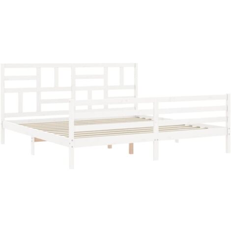 Bed Frame without Mattress White Super King Size Solid Wood vidaXL