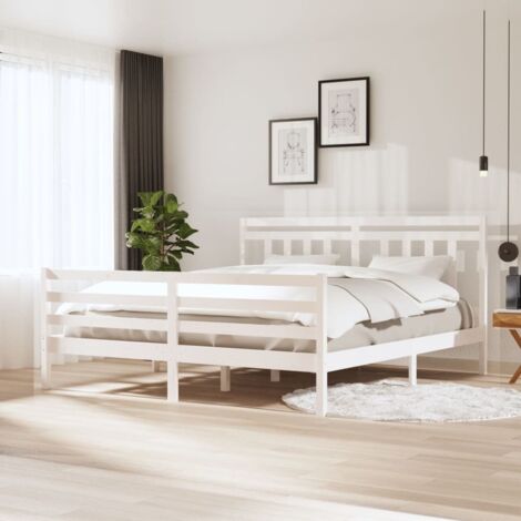 Bed Frame without Mattress White Super King Solid Wood vidaXL