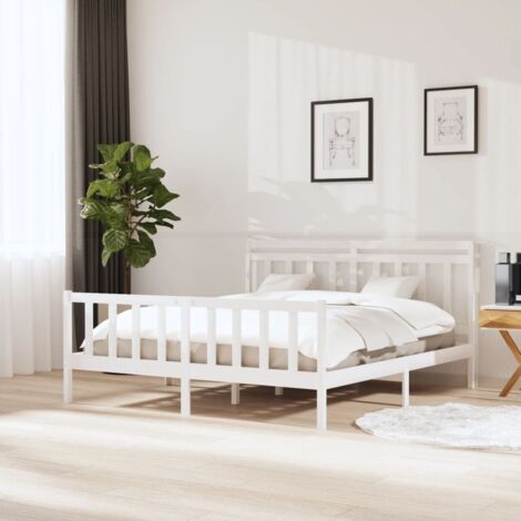 Bed Frame without Mattress White Super King Solid Wood vidaXL