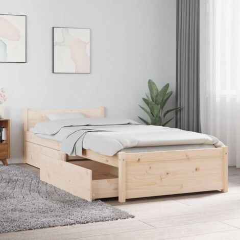 Bed Frame without Mattress with Drawers Small Single vidaXL