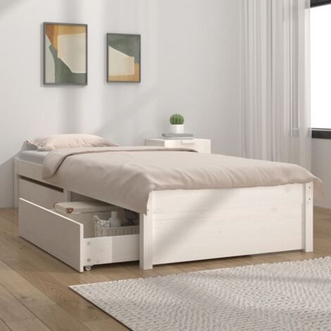 Bed Frame without Mattress with Drawers White Single vidaXL