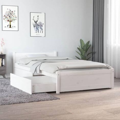 Bed Frame without Mattress with Drawers White Single vidaXL