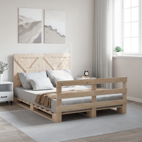 Bed Frame without Mattress with Headboard 160x200 cm Solid Wood vidaXL