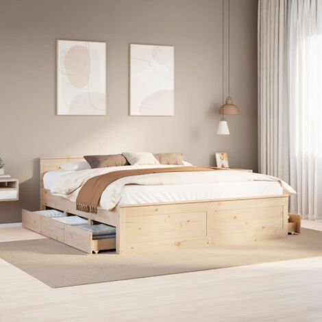 Bed Frame without Mattress with Headboard 200x200 cm Solid Wood Pine vidaXL