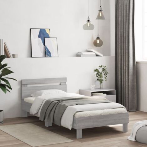 Bed Frame without Mattress with Headboard Grey Sonoma 100x200 cm vidaXL