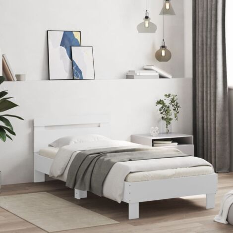 Bed Frame without Mattress with Headboard White 75x190 cm Small Single vidaXL