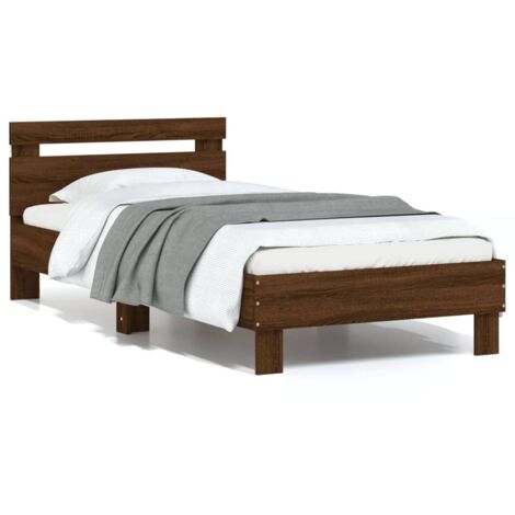 Bed Frame without Mattress with LED Lights Brown Oak 75x190 cm Small Single vidaXL
