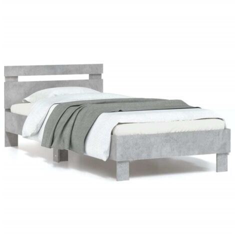 Bed Frame without Mattress with LED Lights Concrete Grey 90x200 cm vidaXL