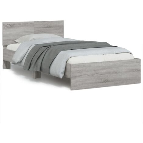 Bed Frame without Mattress with LED Lights Grey Sonoma 100x200 cm vidaXL