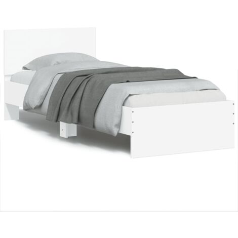 Bed Frame without Mattress with LED Lights White 75x190 cm Small Single vidaXL