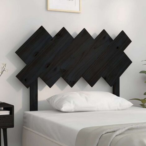 Bed Headboard Black 104x3x80.5 cm Solid Wood Pine vidaXL