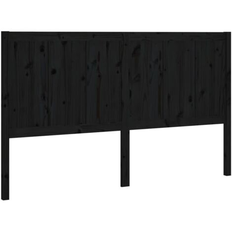 Bed Headboard Black 205.5x4x100 cm Solid Pine Wood vidaXL