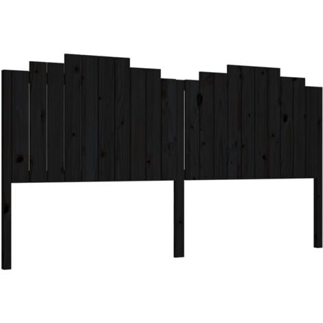 Bed Headboard Black 206x4x110 cm Solid Wood Pine vidaXL