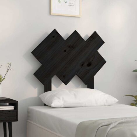 Bed Headboard Black 72.5x3x81 cm Solid Wood Pine vidaXL