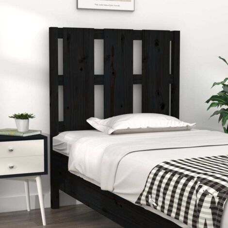 Bed Headboard Black 80.5x4x100 cm Solid Wood Pine vidaXL