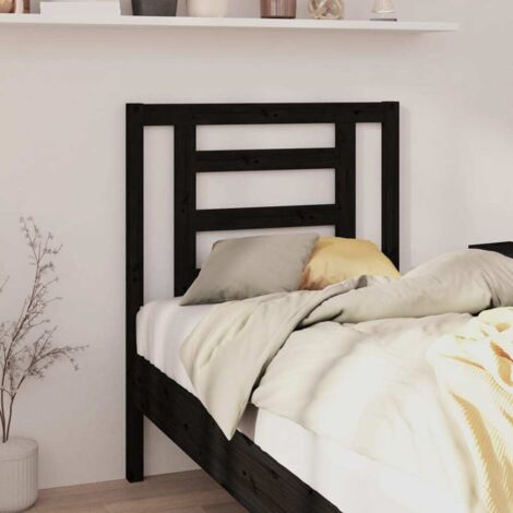 Bed Headboard Black 81x4x100 cm Solid Wood Pine vidaXL
