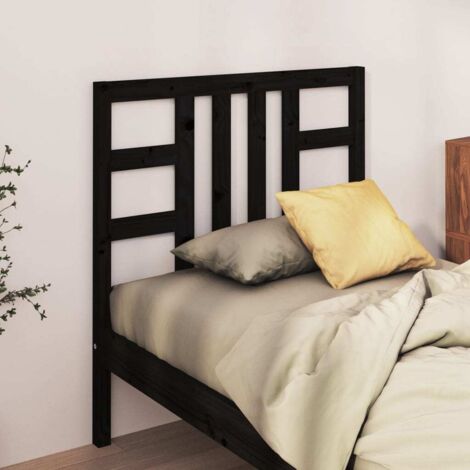 Bed Headboard Black 96x4x100 cm Solid Wood Pine vidaXL