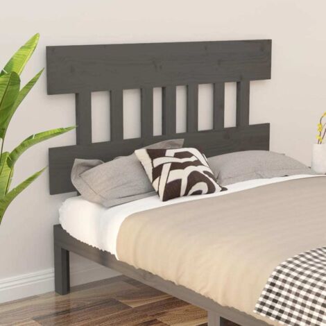 Bed Headboard Grey 123.5x3x81 cm Solid Wood Pine vidaXL