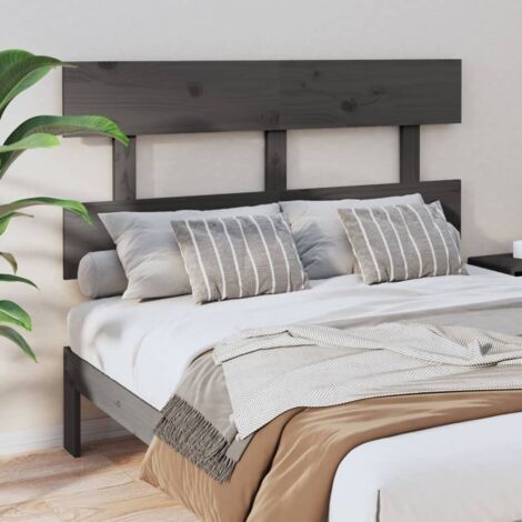 Bed Headboard Grey 124x3x81 cm Solid Wood Pine vidaXL