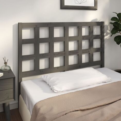 Bed Headboard Grey 125.5x4x100 cm Solid Wood Pine vidaXL