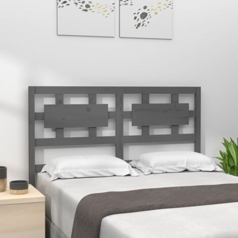 Bed Headboard Grey 125.5x4x100 cm Solid Wood Pine vidaXL