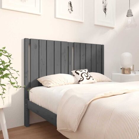 Bed Headboard Grey 125.5x4x100 cm Solid Wood Pine vidaXL