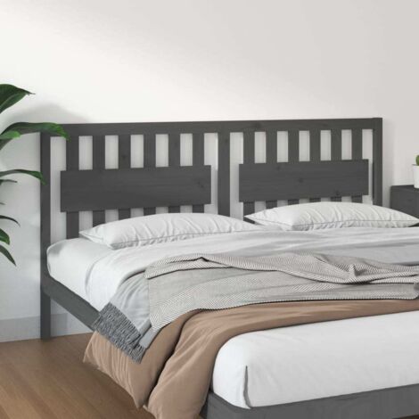 Bed Headboard Grey 185.5x4x100 cm Solid Wood Pine vidaXL