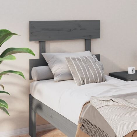 Bed Headboard Grey 93.5x3x81 cm Solid Wood Pine vidaXL