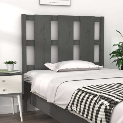 Bed Headboard Grey 95.5x4x100 cm Solid Wood Pine vidaXL