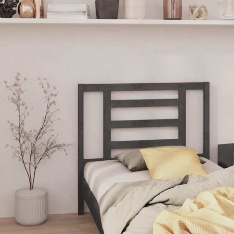 Bed Headboard Grey 96x4x100 cm Solid Wood Pine vidaXL