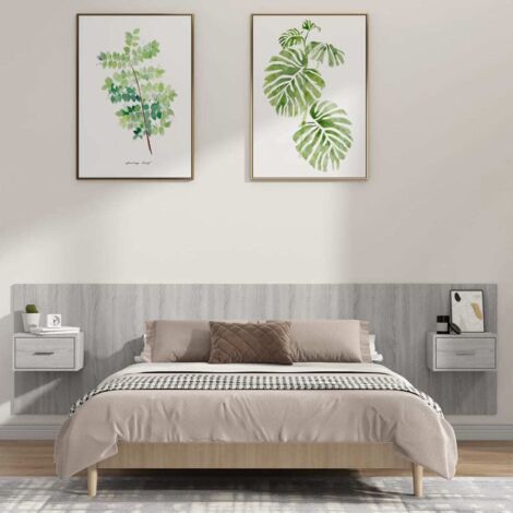 Bed Headboard with Cabinets Grey Sonoma Engineered Wood vidaXL