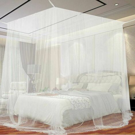 Bed Mosquito Net, Large Square Mosquito Net for Extra Large Bed, Indoor and Outdoor Canopy Mosquito Net for Single and Double Beds - White (190 x 210 x 240cm),