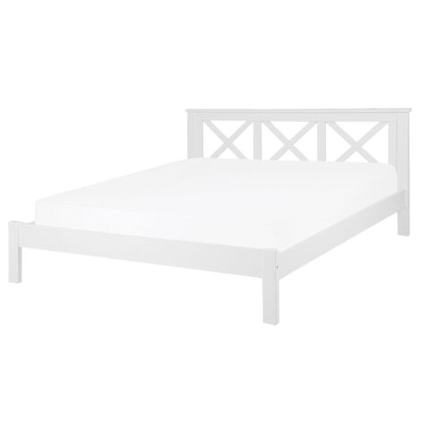 Bed Pine Wood TANNAY 160 x 200 cm (EU King Size) White