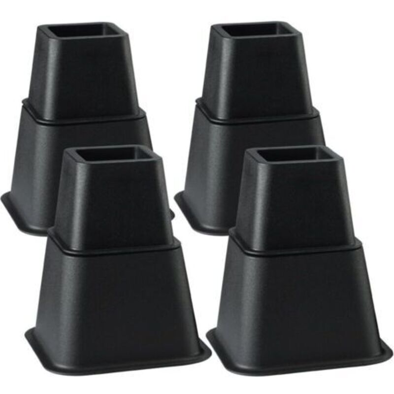 Bed Risers Furniture Risers, Add 3 Adjustable Heights of 7.5CM, 13CM, or 20.5CM (4 Pairs, Black)