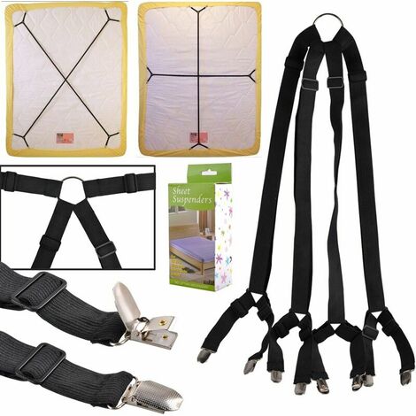 Bed Sheet Straps Suspenders Clamp Holder Closure Clips Many Adjustable Long Crisscross Bed Sheet Mattress Bands