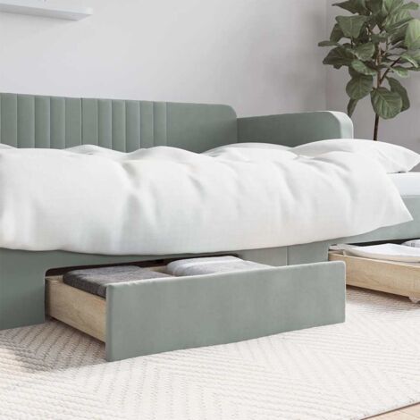 Bed Storage Drawers 2 pcs Light Grey Engineered Wood and Velvet vidaXL