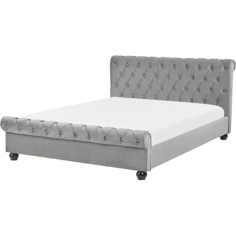 Bed Velvet AVALLON 160 x 200 cm (EU King Size) Grey