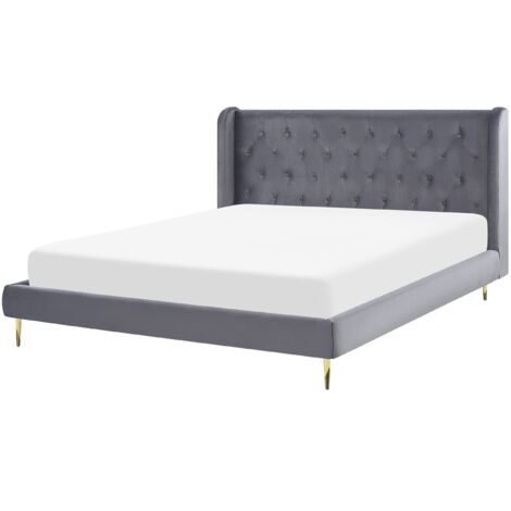 Bed Velvet FORBACH 180 x 200 cm (EU Super King) Grey