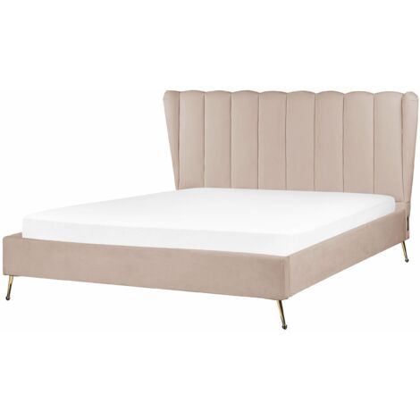 Bed Velvet MIRIBEL 160 x 200 cm (EU King Size) Taupe