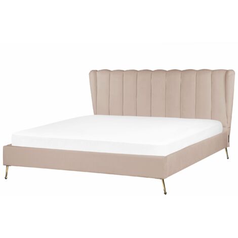 Bed Velvet MIRIBEL 180 x 200 cm (EU Super King) Taupe