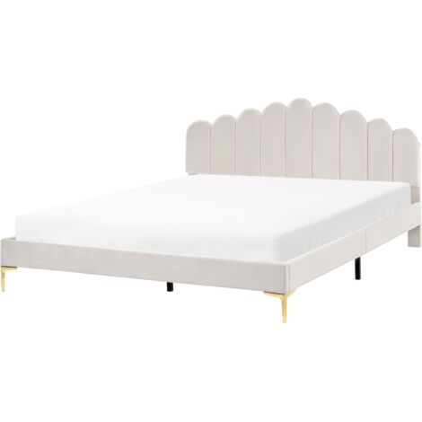 Bed Velvet SAUVIAN 180 x 200 cm (EU Super King) Off-White