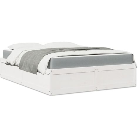 Bed with Mattress White 140x200 cm Solid Wood Pine vidaXL