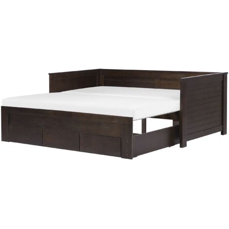 Bed with Storage Drawers Wood CAHORS 90 x 200 cm (EU Single) Dark Brown